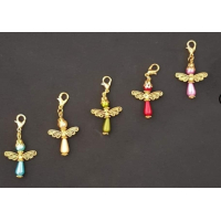 Slierten tassen/sleutelhanger roze/blauw/creme en goud tinten