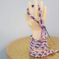 Halsband zonder kralen - Roze / Grijs