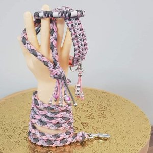 Halsband zonder kralen - Roze / Grijs